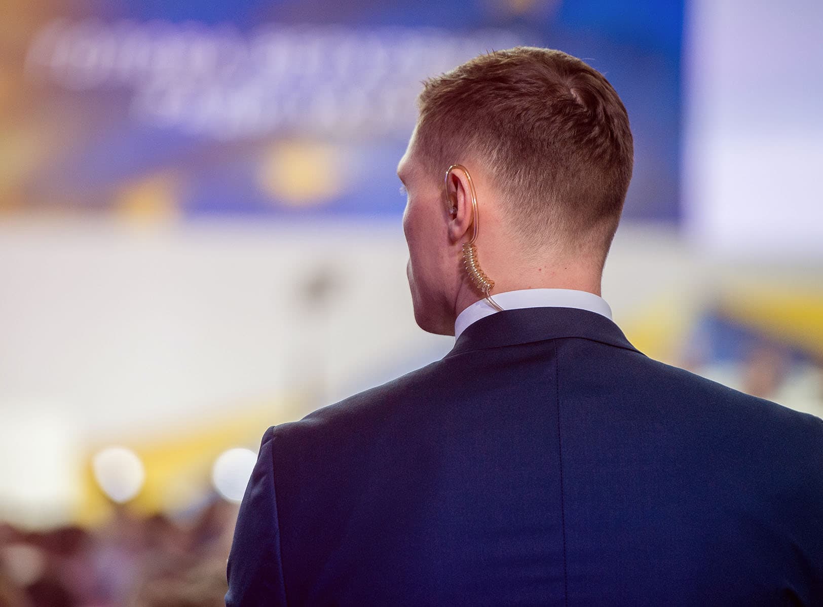 Close protection officer at an event